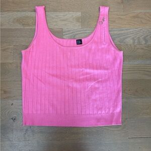 Worth Pink Ribbed Sleeveless Tank Top